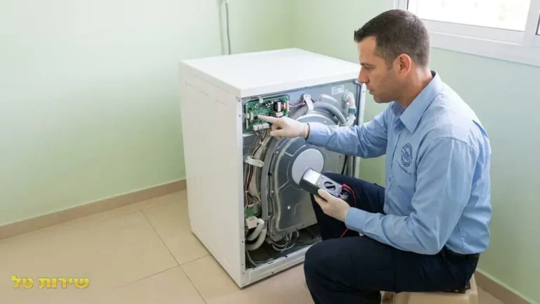 טכנאי מוצרי חשמל בודק מכונת כביסה